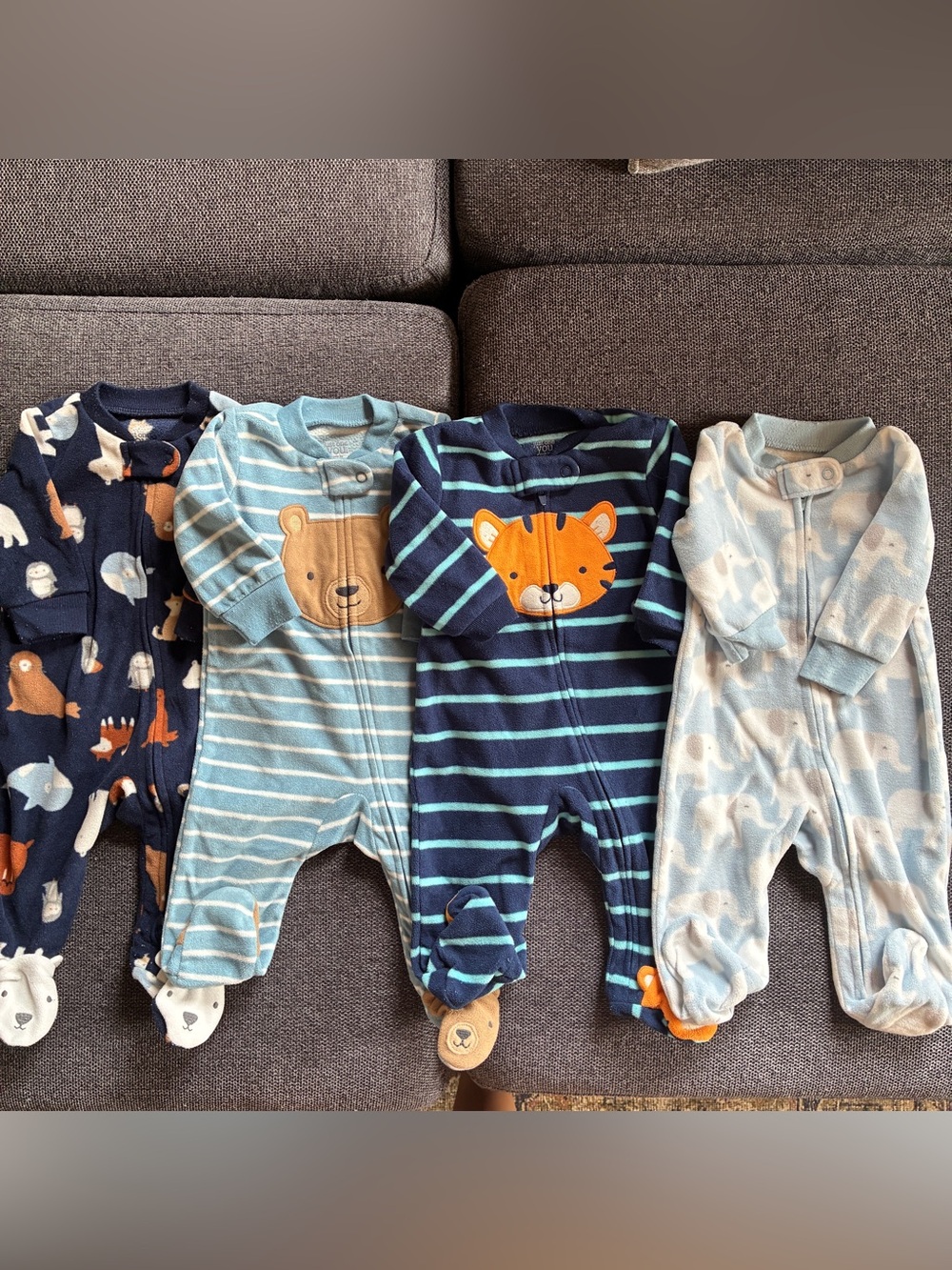 Carter’s Baby Fleece Zip-up Sleep & Play, Pajama Footie Bundle 3M